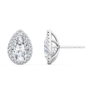 Pear Diamond Halo Earrings 1.1ct