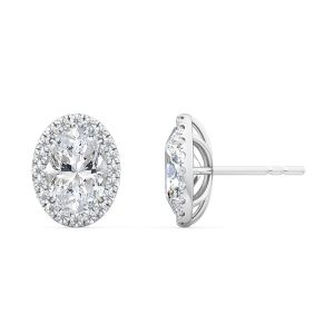 Oval Diamond Halo Earrings 1.22ct
