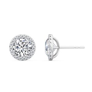 Round Diamond Halo Earrings 1.1ct