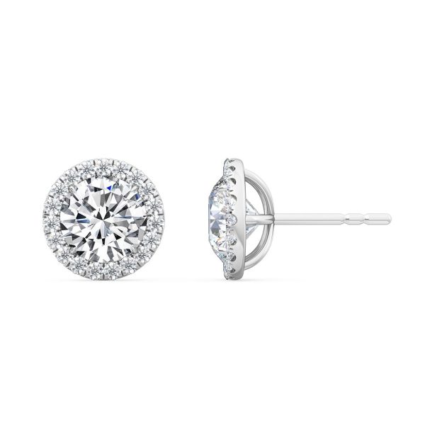 Round Diamond Halo Earrings 1.1ct