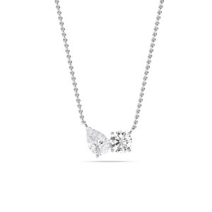 Pear & Round Diamond Duo Pendant 1ct