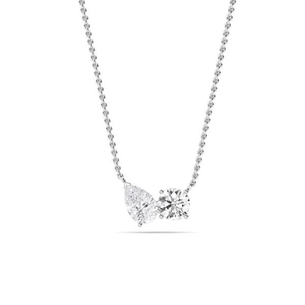 Pear & Round Diamond Duo Pendant 1ct