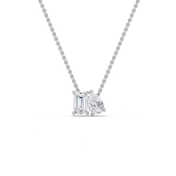 Emerald & Pear Diamond Duo Pendant 0.75ct